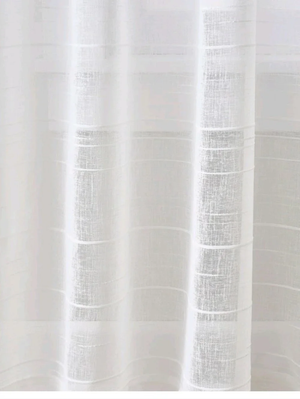 Mainstays Woven Stripe Sheer Tab Top Curtain, Single Panel, White, 50